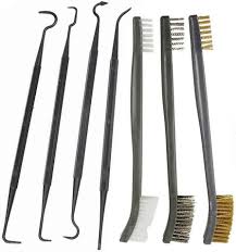 Reinigingsset geweer 3 borstels en nylon pick set