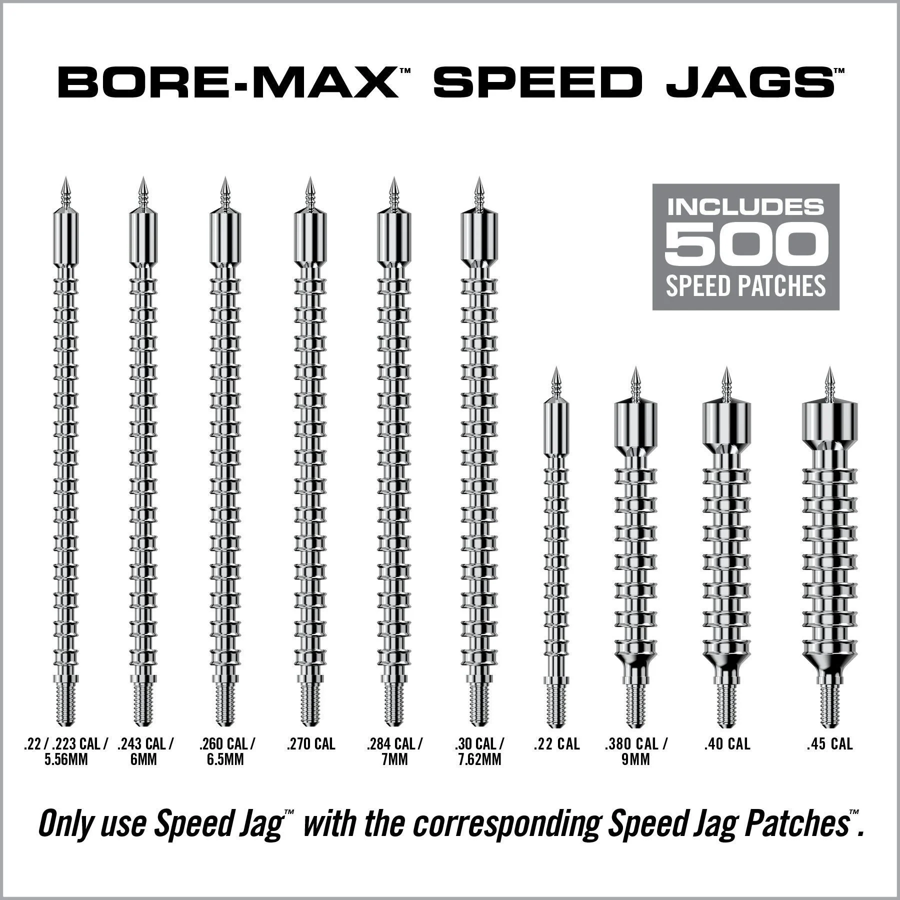 Real Avid Bore-Max Speed Jags & Patches Multi-Caliber Pack - 8/32" Thread - Afbeelding 5